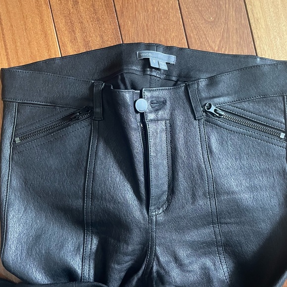 Vince leather pants excellent condition size 6 black with pockets - Picture 3 of 5